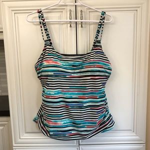 SIZE 1X - Christina women’s stripe swim tank top